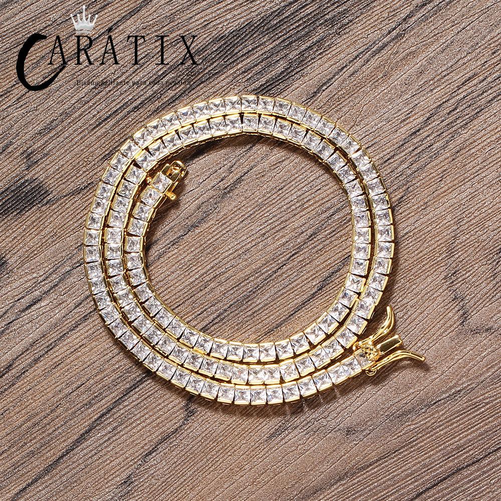 CARÁTIX 6mm Square Tennis Chain | AAA CZ Iced Out Hip Hop Necklace for Men