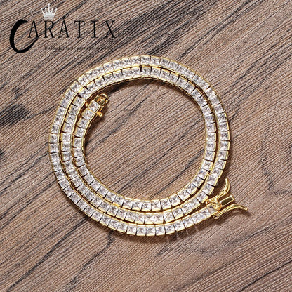 CARÁTIX 6mm Square Tennis Chain | AAA CZ Iced Out Hip Hop Necklace for Men