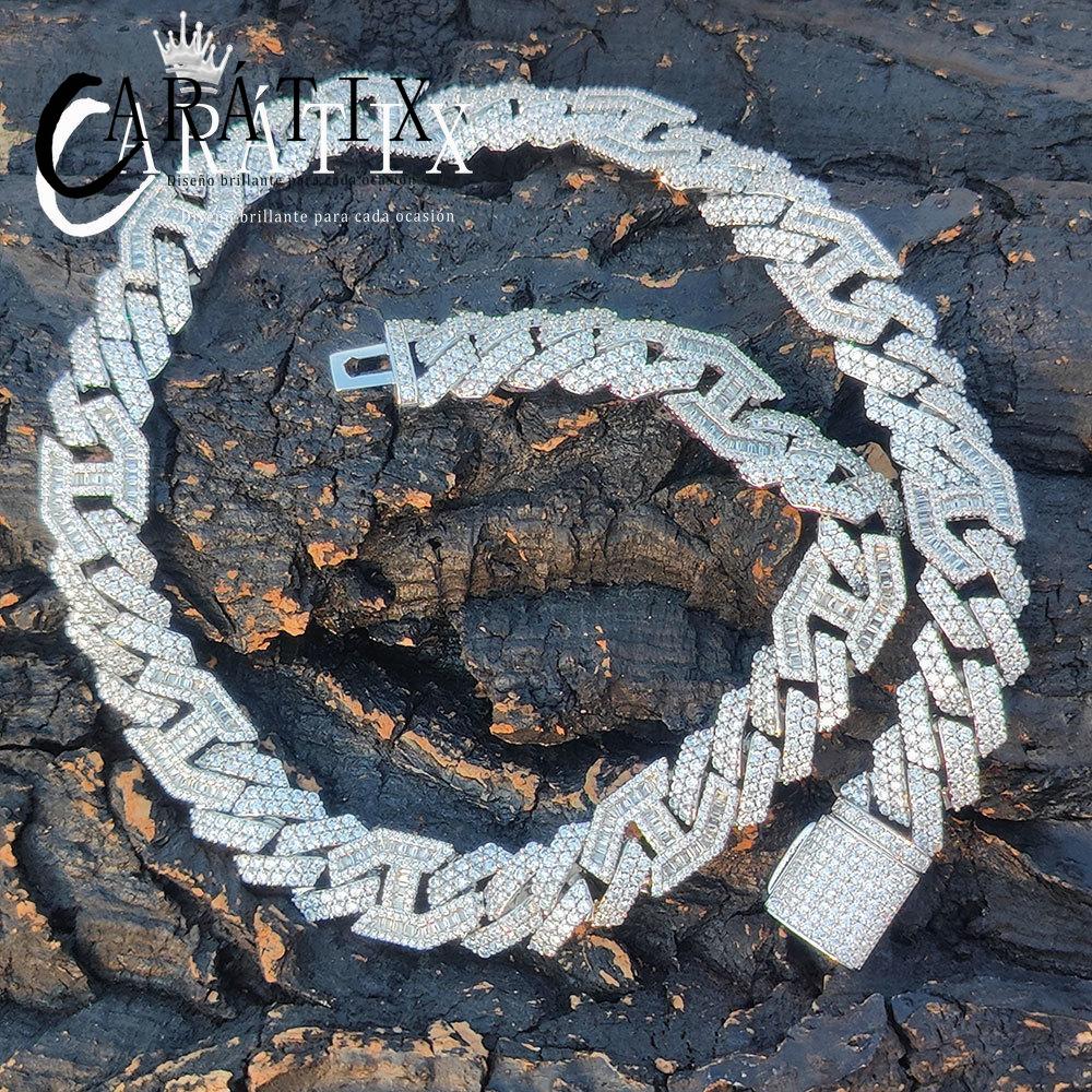 CARÁTIX Chunky Rhombus Cuban Link Chain Necklace – Micro Pave Iced Out Zircon Pig Nose Hip Hop Jewelry for Men & Women | Gift