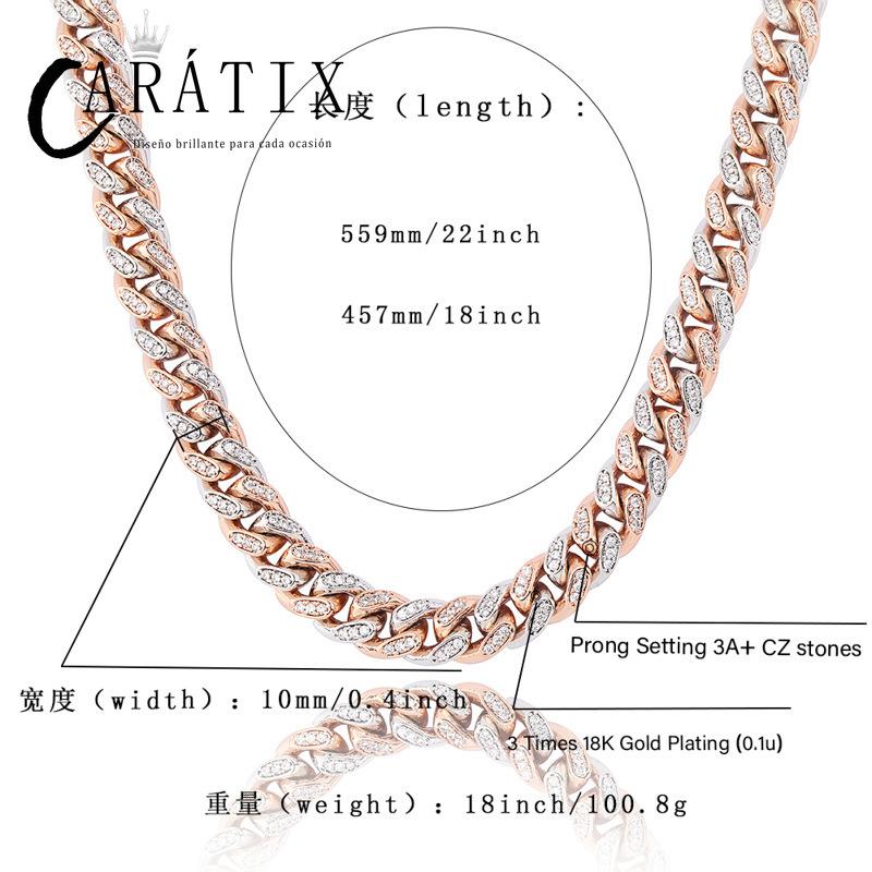 CARÁTIX 10mm Claw Set Cuban Chain | 3A+ CZ Iced Out Hip Hop Necklace for Men