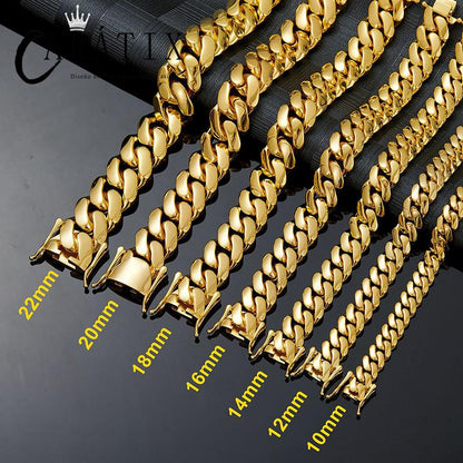 CARÁTIX Golden Cuban Miami Chain | Bling Brass Dense Link Hip Hop Necklace for Men