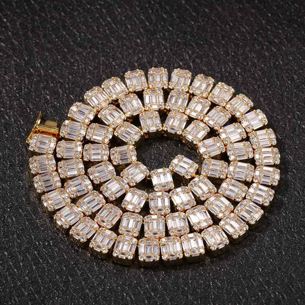 CARÁTIX - Hip Hop Bling Iced Out 1 Row Square AAA CZ Stone Tennis Chain Cubic Zirconia Chokers Necklaces for Men Rapper Jewelry Valentine's Day Gift for Men & Girls & Boys Mothers' Day Gift #Springtok