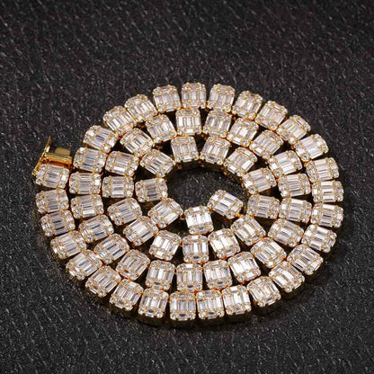 CARÁTIX - Hip Hop Bling Iced Out 1 Row Square AAA CZ Stone Tennis Chain Cubic Zirconia Chokers Necklaces for Men Rapper Jewelry Valentine's Day Gift for Men & Girls & Boys Mothers' Day Gift #Springtok