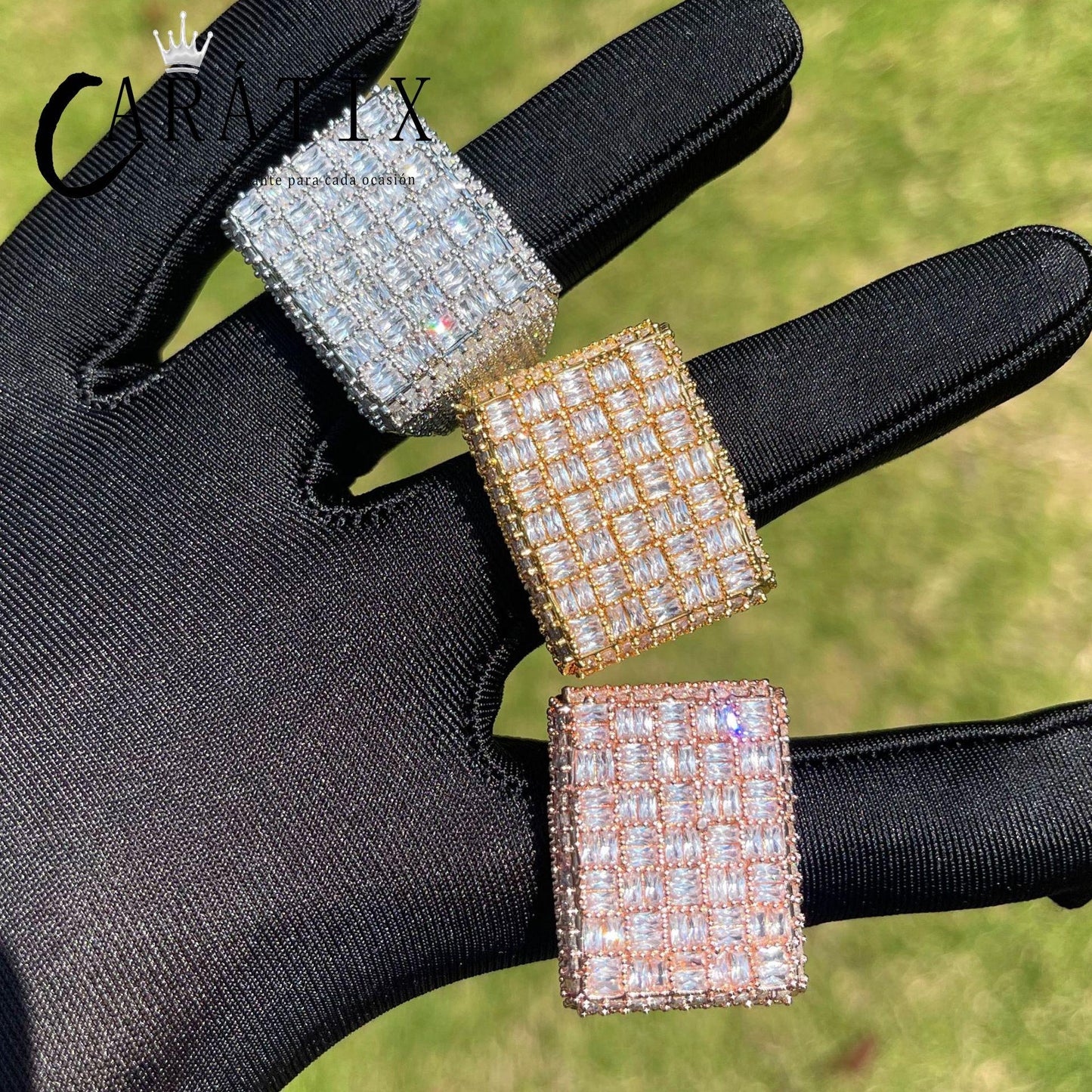 CARÁTIX Rectangle CZ Ring | Plated High Quality Hip Hop Jewelry for Men