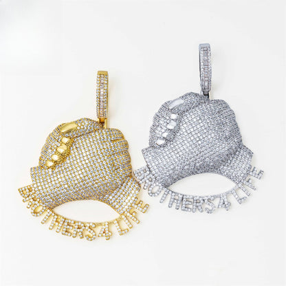 Luxury Full Pave Moissanite/Zircon Lettering Necklace - Eternal Vow Hip Hop Pendant | Caratix