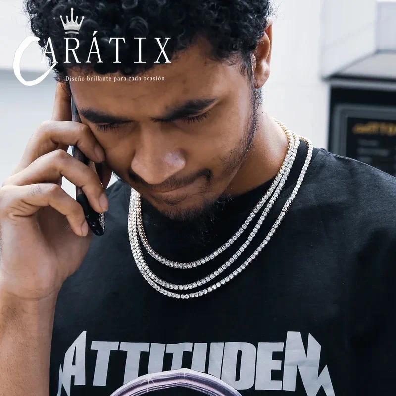 CARÁTIX - 3Mm-5Mm  Bling 5A Cubic Zirconia1 Row Tennis Chain Necklace Men  5A Men And Woman Necklace Valentine's Day Gift for Men & Girls & Boys Mothers' Day Gift #Springtok