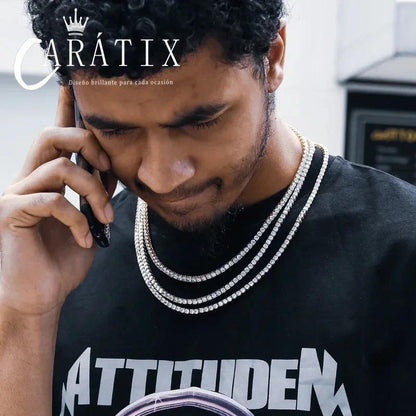 CARÁTIX - 3Mm-5Mm  Bling 5A Cubic Zirconia1 Row Tennis Chain Necklace Men  5A Men And Woman Necklace Valentine's Day Gift for Men & Girls & Boys Mothers' Day Gift #Springtok