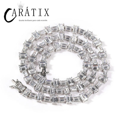 CARÁTIX - Hip Hop Pink White Square CZ Stone Bling Iced Out Tennis Link Chain Chokers Necklaces for Men Women Unisex Rapper Jewelry Valentine's Day Gift for Men & Girls & Boys Mothers' Day Gift #Springtok