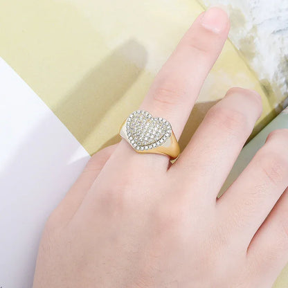 Couple's Heart Hip Hop Ring | Iced Out Zirconia Band | Caratix
