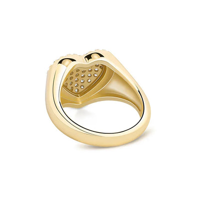 Couple's Heart Hip Hop Ring | Iced Out Zirconia Band | Caratix