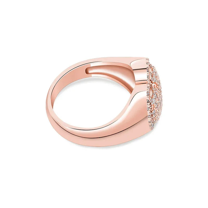 Couple's Heart Hip Hop Ring | Iced Out Zirconia Band | Caratix
