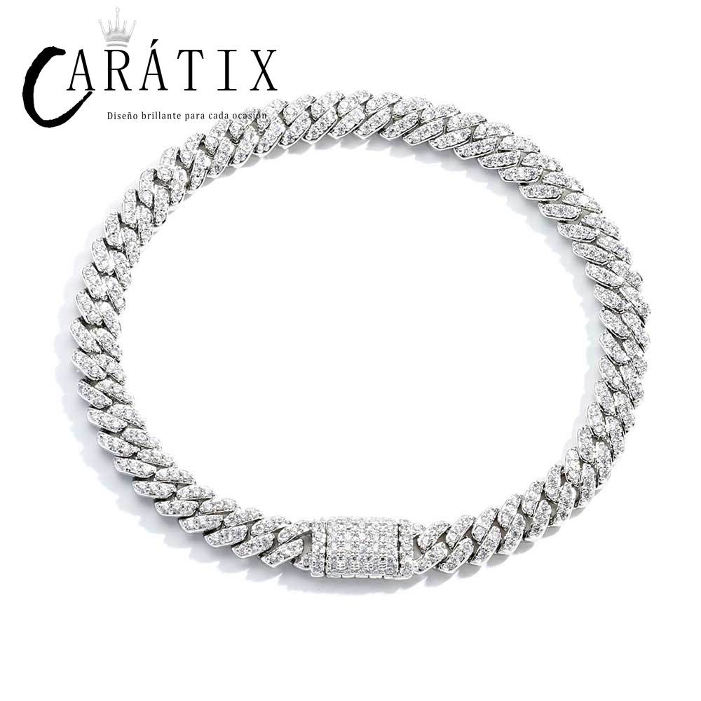 CARÁTIX 6MM Miami Cuban Link Charm Bracelet – Bling Zircon Hip Hop Jewelry for Men & Women