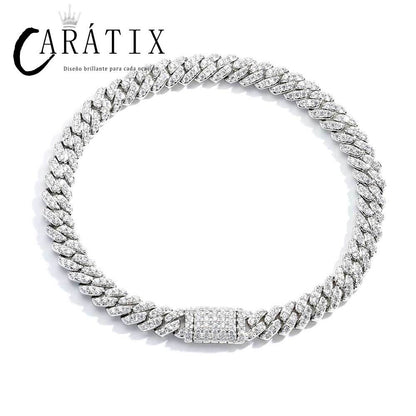 CARÁTIX 6MM Miami Cuban Link Charm Bracelet – Bling Zircon Hip Hop Jewelry for Men & Women