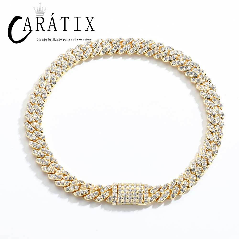 CARÁTIX 6MM Miami Cuban Link Charm Bracelet – Bling Zircon Hip Hop Jewelry for Men & Women