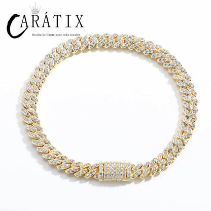CARÁTIX 6MM Miami Cuban Link Charm Bracelet – Bling Zircon Hip Hop Jewelry for Men & Women