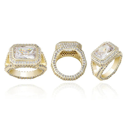 Big Square Zirconia Hip Hop Ring | Real 18K Gold Plated Band | Caratix