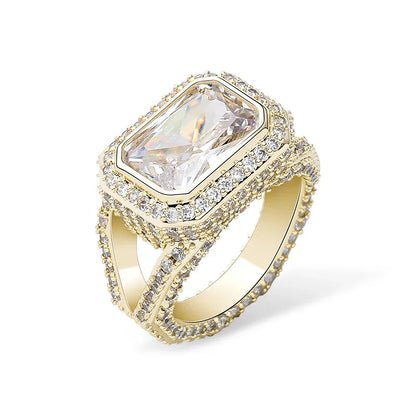 Big Square Zirconia Hip Hop Ring | Real 18K Gold Plated Band | Caratix