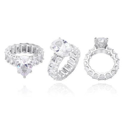 Women's Iced Out Pear Shape Ring | Teardrop Motif Pave Band | Caratix