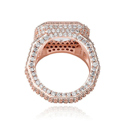Big Square Zirconia Hip Hop Ring | Real 18K Gold Plated Band | Caratix