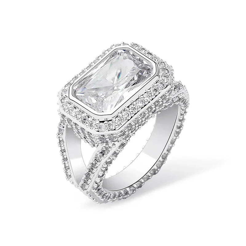 Big Square Zirconia Hip Hop Ring | Real 18K Gold Plated Band | Caratix