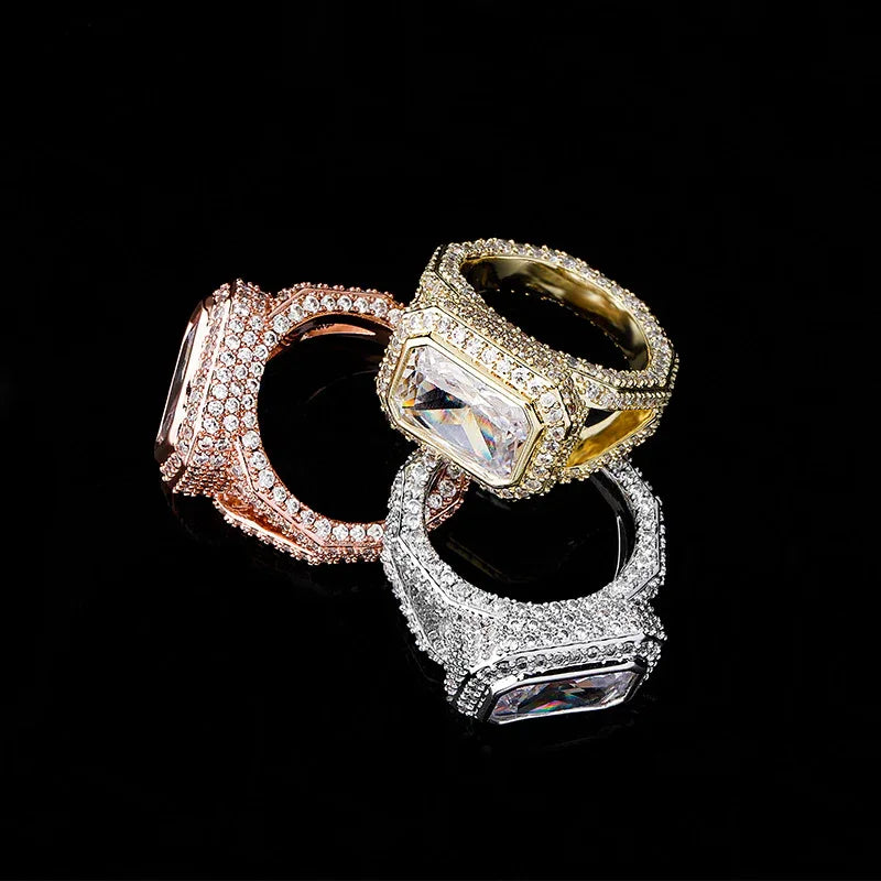 Big Square Zirconia Hip Hop Ring | Real 18K Gold Plated Band | Caratix