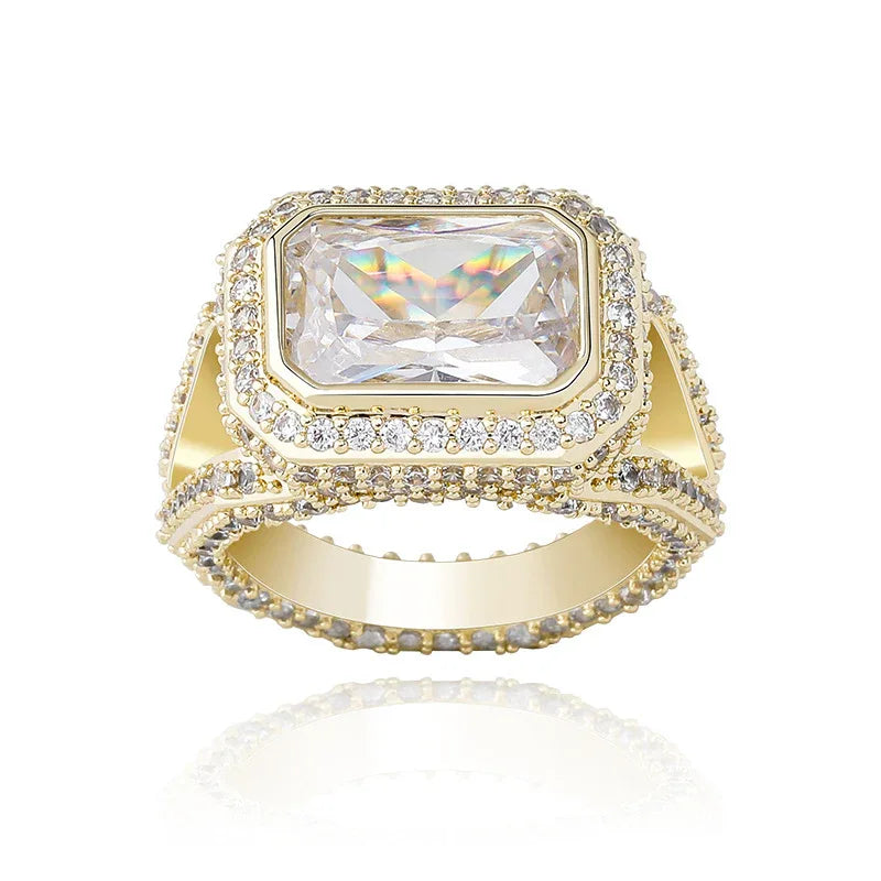 Big Square Zirconia Hip Hop Ring | Real 18K Gold Plated Band | Caratix