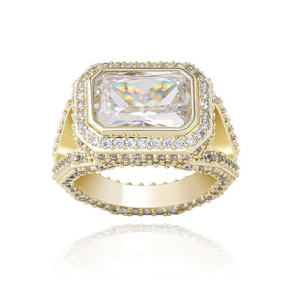 Big Square Zirconia Hip Hop Ring | Real 18K Gold Plated Band | Caratix