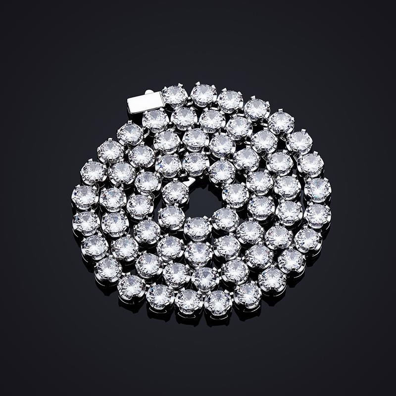 CARÁTIX - Hip Hop 4 Claws Setting Round CZ Stone Bling Iced Out Tennis Link Chain Chokers Necklaces for Men Women Unisex Rapper Jewelry Valentine's Day Gift for Men & Girls & Boys Mothers' Day Gift #Springtok