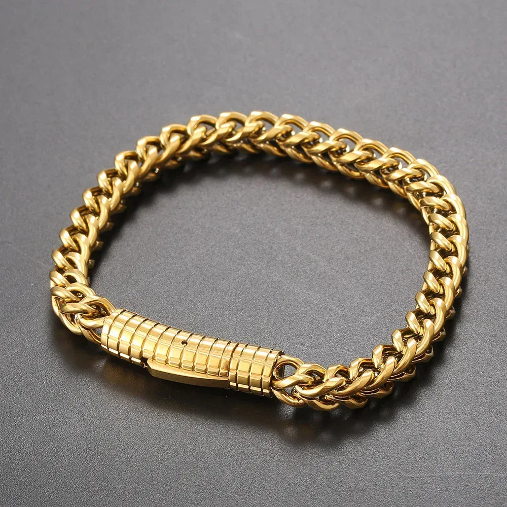 Custom 6mm Stainless Steel Two-sided Bracelet Gold Chain Style for Rapper | Caratix - CaratixJewelry