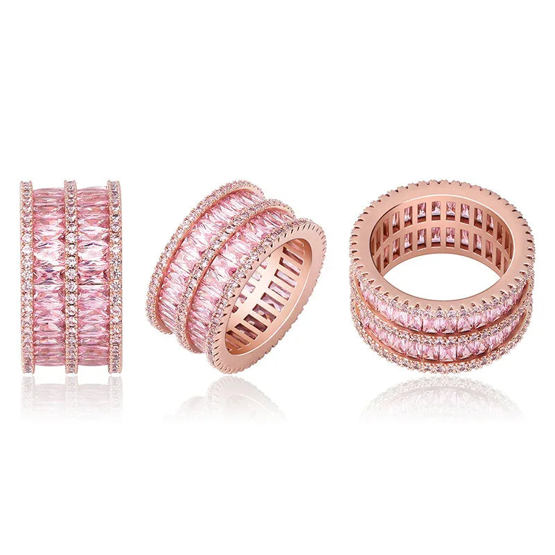 Double Row Iced Out Ring | 18K Real Gold Plated Bling Band | Caratix