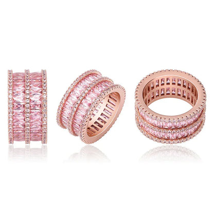 Double Row Iced Out Ring | 18K Real Gold Plated Bling Band | Caratix