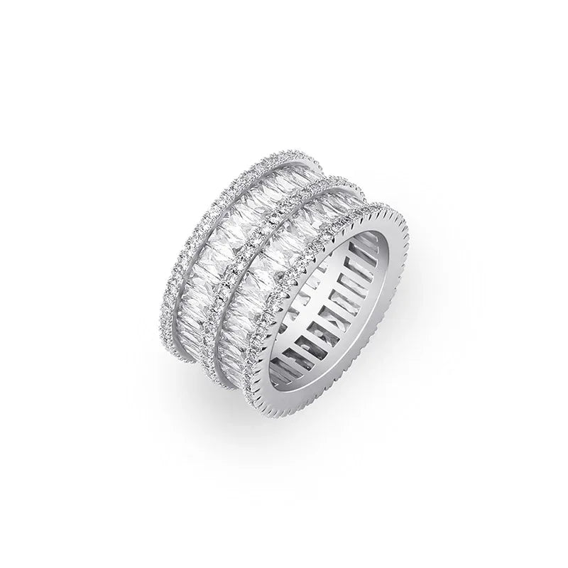 Double Row Iced Out Ring | 18K Real Gold Plated Bling Band | Caratix