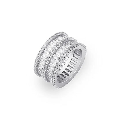 Double Row Iced Out Ring | 18K Real Gold Plated Bling Band | Caratix