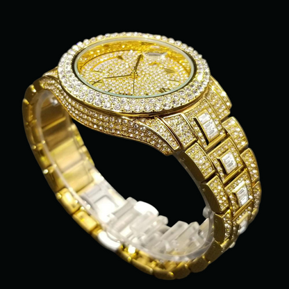 Day Date Roman Numerals VVS Iced Out Diamond Watch – Luxury Hip Hop Style