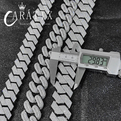 CARÁTIX 30mm 7-Row Prong Cuban Link Chain Necklace – Iced Out CZ Hip Hop Bling Jewelry for Men | Luxury Rapper Gift