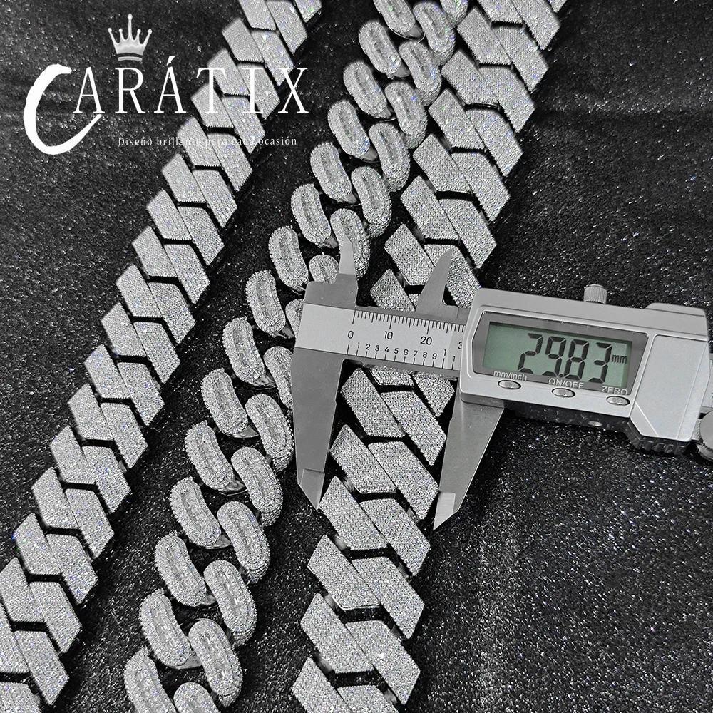 CARÁTIX – 30mm 7-Row Iced Out Miami Cuban Link Chain Necklace | Prong CZ Bling Hip Hop Jewelry for Men