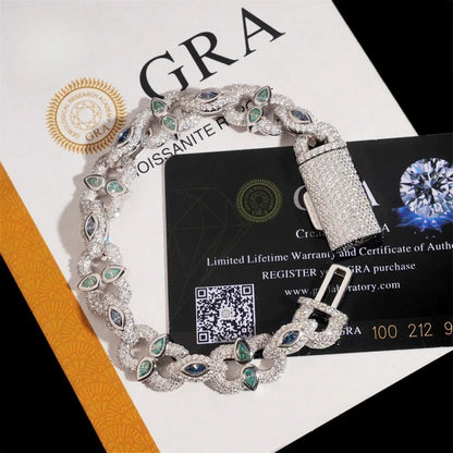 13mm Moissanite Cuban Link Bracelet with Figure-8 Clasp – S925 Sterling Silver Iced-Out Hip Hop Streetwear Jewelry - CaratixJewelry