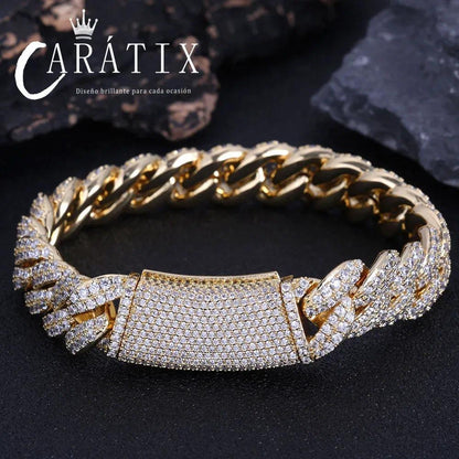 CARÁTIX 13MM 2-Row Cuban Chain Necklace – Hip Hop CZ Bubble Jewelry for Men & Women