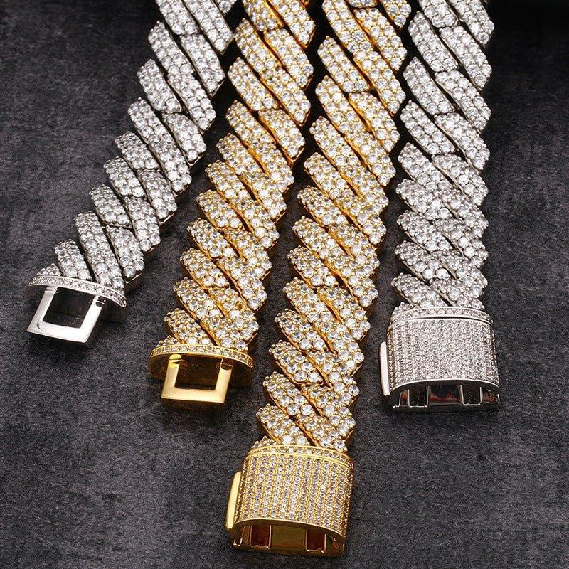 20mm Iced-Out Moissanite Cuban Link Chain – S925 Sterling Silver -Cut Hip Hop Unisex Necklace - CaratixJewelry