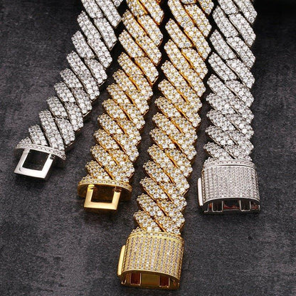 20mm Iced-Out Moissanite Cuban Link Chain – S925 Sterling Silver -Cut Hip Hop Unisex Necklace - CaratixJewelry