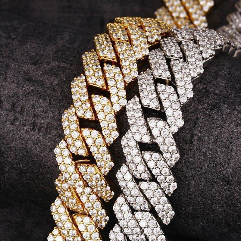 20mm Iced-Out Moissanite Cuban Link Chain – S925 Sterling Silver -Cut Hip Hop Unisex Necklace - CaratixJewelry