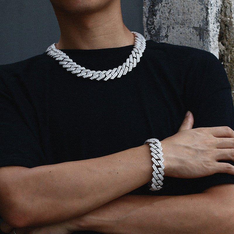 20mm Iced-Out Moissanite Cuban Link Chain – S925 Sterling Silver -Cut Hip Hop Unisex Necklace - CaratixJewelry