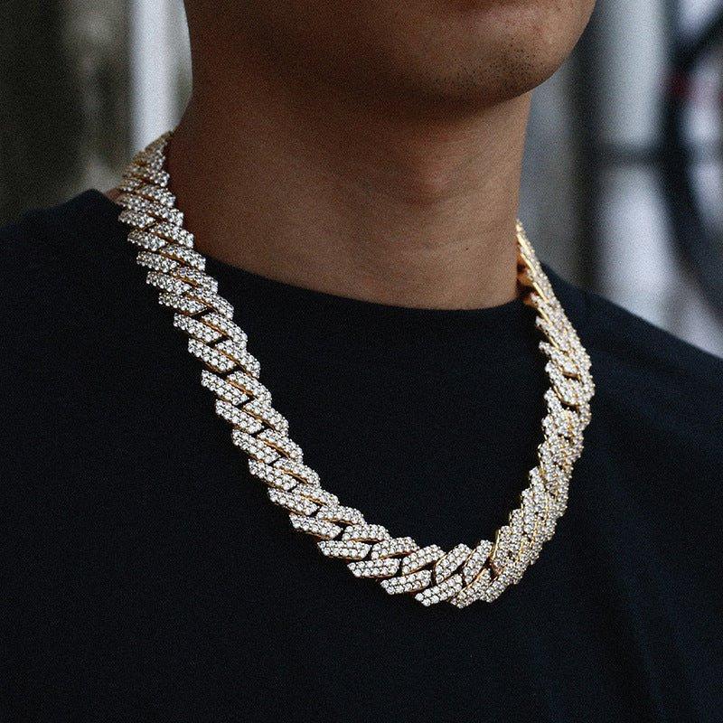 20mm Iced-Out Moissanite Cuban Link Chain – S925 Sterling Silver -Cut Hip Hop Unisex Necklace - CaratixJewelry