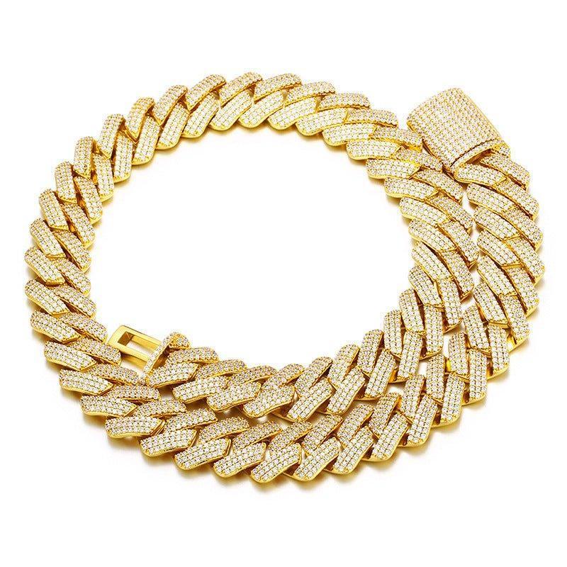 20mm Triple-Row Moissanite Cuban Link Chain – S925 Sterling Silver Iced-Out -Cut Hip Hop Men’s Necklace - CaratixJewelry
