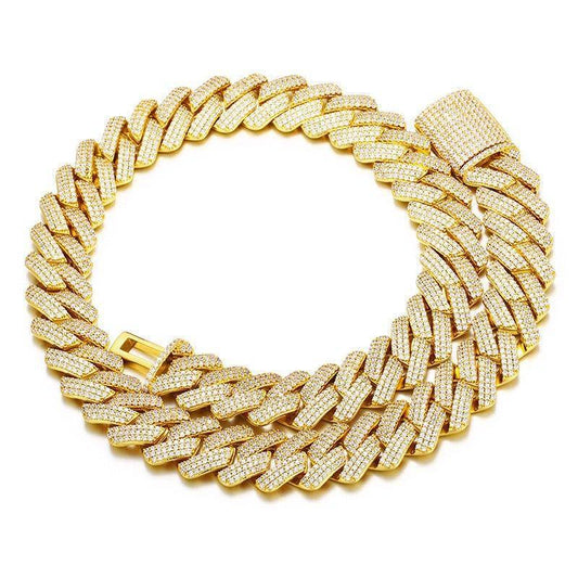 20mm Triple-Row Moissanite Cuban Link Chain – S925 Sterling Silver Iced-Out -Cut Hip Hop Men’s Necklace - CaratixJewelry