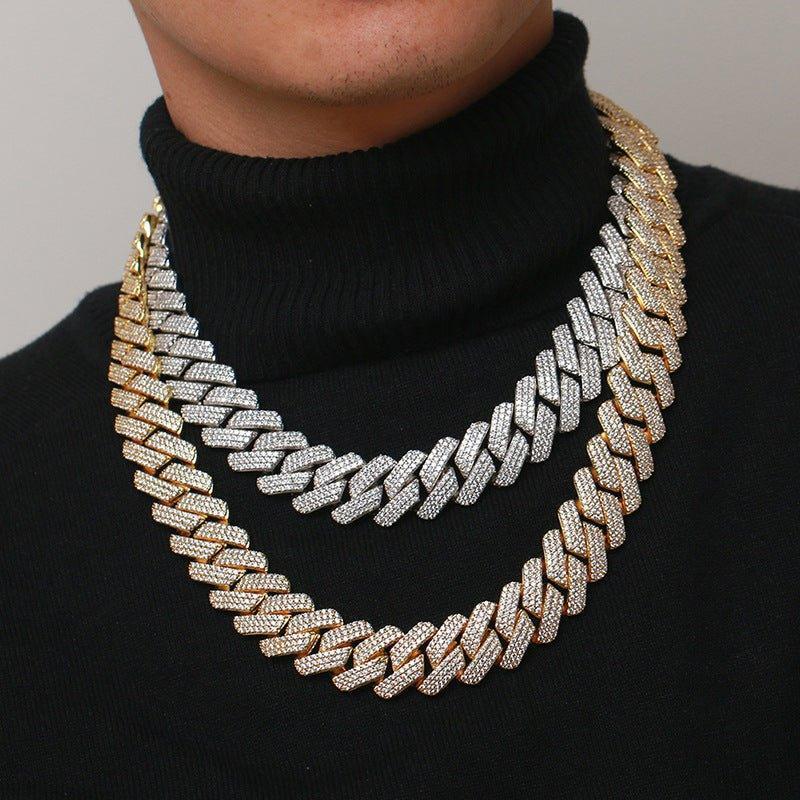 20mm Triple-Row Moissanite Cuban Link Chain – S925 Sterling Silver Iced-Out -Cut Hip Hop Men’s Necklace - CaratixJewelry