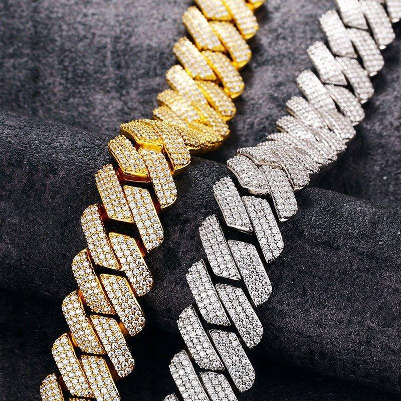 20mm Triple-Row Moissanite Cuban Link Chain – S925 Sterling Silver Iced-Out -Cut Hip Hop Men’s Necklace - CaratixJewelry