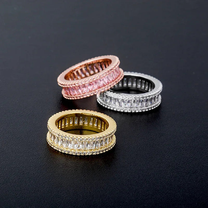 Iced Out Square Micro-Pave Zirconia Ring | Unisex 18K Gold | Caratix