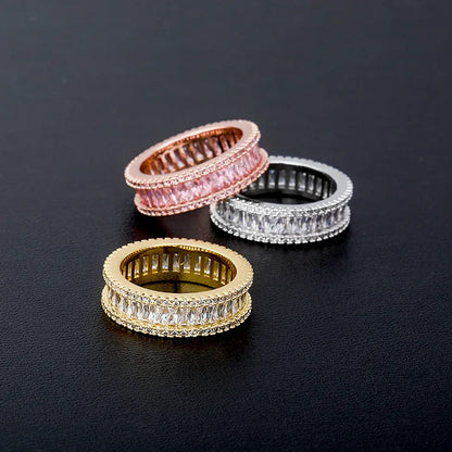 Iced Out Square Micro-Pave Zirconia Ring | Unisex 18K Gold | Caratix