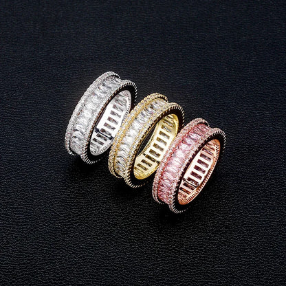 Iced Out Square Micro-Pave Zirconia Ring | Unisex 18K Gold | Caratix